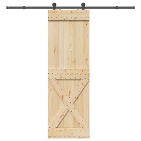 Puerta corredera con herrajes madera maciza de pino 70x210 cm en Puertas | Comprar online en Foru.es