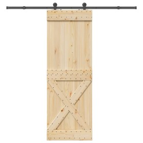 Puerta corredera con herrajes madera maciza de pino 80x210 cm en Puertas | Comprar online en Foru.es