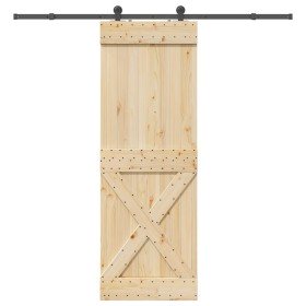 Puerta corredera con herrajes madera maciza de pino 80x210 cm en Puertas | Comprar online en Foru.es