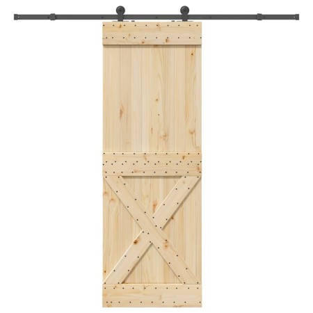 Puerta corredera con herrajes madera maciza de pino 80x210 cm en Puertas | Comprar online en Foru.es