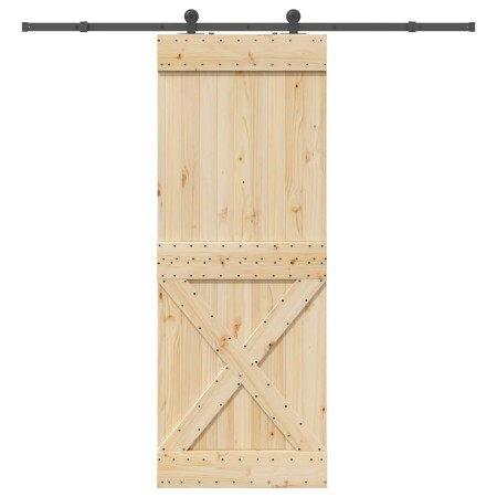 Puerta corredera con herrajes madera maciza de pino 85x210 cm en Puertas | Comprar online en Foru.es
