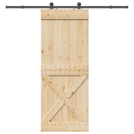 Puerta corredera con herrajes madera maciza de pino 90x210 cm en Puertas | Comprar online en Foru.es