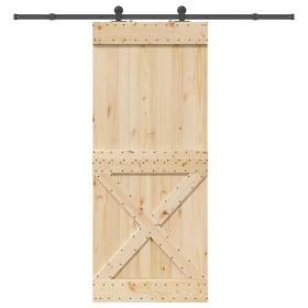Puerta corredera con herrajes madera maciza de pino 95x210 cm en Puertas | Comprar online en Foru.es