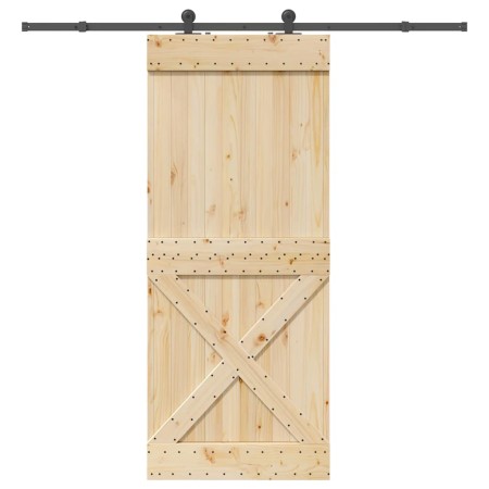 Puerta corredera con herrajes madera maciza de pino 95x210 cm en Puertas | Comprar online en Foru.es