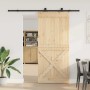 Puerta corredera con herrajes madera maciza de pino 100x210 cm en Puertas | Comprar online en Foru.es