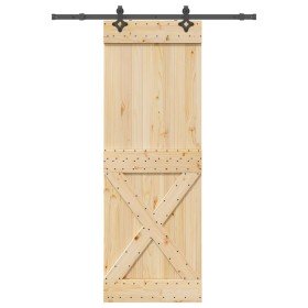 Puerta corredera con herrajes madera maciza de pino 80x210 cm en Puertas | Comprar online en Foru.es