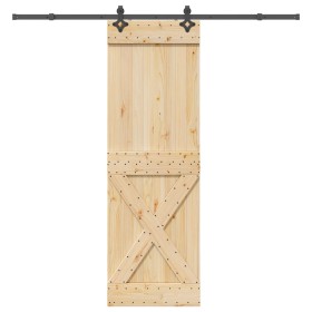 Puerta corredera con herrajes madera maciza de pino 70x210 cm en Puertas | Comprar online en Foru.es