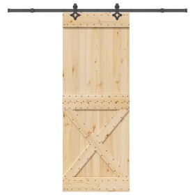 Puerta corredera con herrajes madera maciza de pino 85x210 cm en Puertas | Comprar online en Foru.es