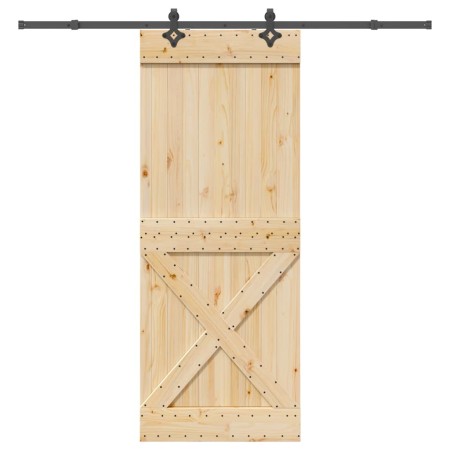 Puerta corredera con herrajes madera maciza de pino 90x210 cm en Puertas | Comprar online en Foru.es