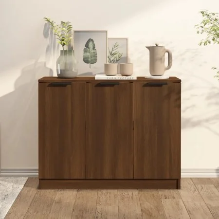 Aparador madera contrachapada color roble marrón 90,5x30x70 cm de vidaXL, Aparadores - Ref: Foro24-817026, Precio: 84,63 €, D...