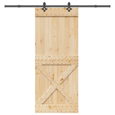 Puerta corredera con herrajes madera maciza de pino 95x210 cm en Puertas | Comprar online en Foru.es