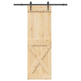 Puerta corredera con herrajes madera maciza de pino 70x210 cm en Puertas | Comprar online en Foru.es