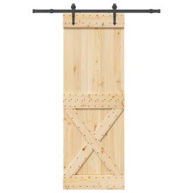 Puerta corredera con herrajes madera maciza de pino 80x210 cm en Puertas | Comprar online en Foru.es