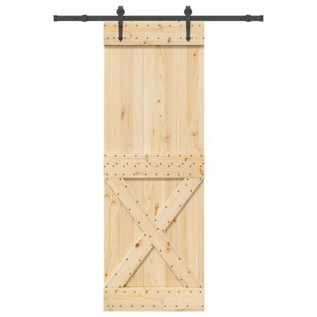 Puerta corredera con herrajes madera maciza de pino 80x210 cm en Puertas | Comprar online en Foru.es