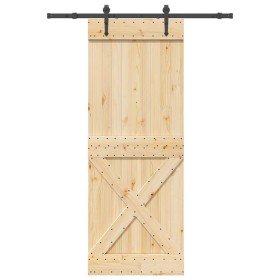 Puerta corredera con herrajes madera maciza de pino 85x210 cm en Puertas | Comprar online en Foru.es