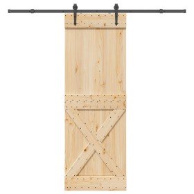 Puerta corredera con herrajes madera maciza de pino 80x210 cm en Puertas | Comprar online en Foru.es