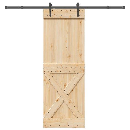 Puerta corredera con herrajes madera maciza de pino 80x210 cm en Puertas | Comprar online en Foru.es
