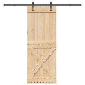 Puerta corredera con herrajes madera maciza de pino 85x210 cm en Puertas | Comprar online en Foru.es