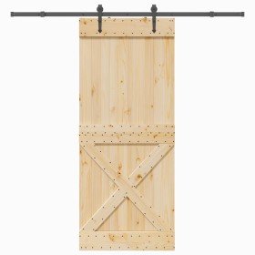 Puerta corredera con herrajes madera maciza de pino 95x210 cm en Puertas | Comprar online en Foru.es