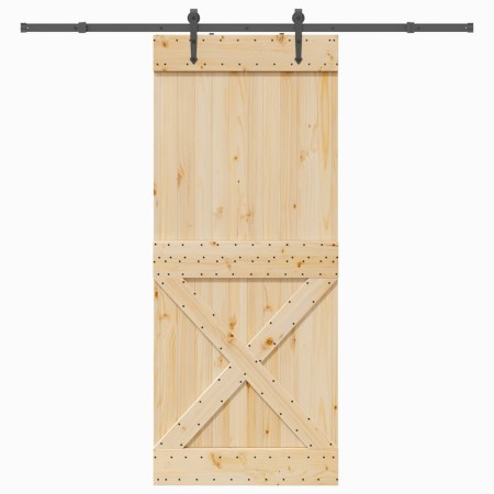 Puerta corredera con herrajes madera maciza de pino 95x210 cm en Puertas | Comprar online en Foru.es
