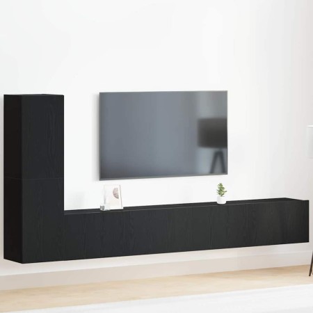 Conjunto de mueble de TV Roble Negro Madera de ingeniería en Muebles TV | Comprar online en Foru.es