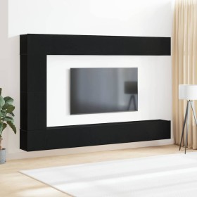 Conjunto de mueble de TV 9 pcs Roble Negro Madera de ingeniería en Muebles TV | Comprar online en Foru.es