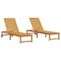 Tumbona 2 pcs Marrón 202 x 53 x 89 cm Madera de Acacia Sólida en Tumbonas | Comprar online en Foru.es