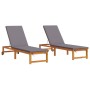 Tumbona 2 pcs Marrón 202 x 53 x 89 cm Madera de Acacia Sólida en Tumbonas | Comprar online en Foru.es