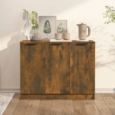 Aparador madera contrachapada color roble ahumado 90,5x30x70 cm de vidaXL, Aparadores - Ref: Foro24-817024, Precio: 66,90 €, ...