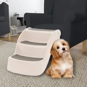 Folding dog ladder 3 steps cream plastic 50x38x38cm by vidaXL, Pet Steps and Ramps - Ref: Foro24-152233, Price: 58,25 €, Disc...