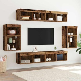 Conjunto de mueble de TV Montaje en la pared 8 pcs Madera vieja en Muebles TV | Comprar online en Foru.es