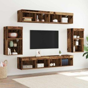 Conjunto de mueble de TV Montaje en la pared 8 pcs Madera vieja en Muebles TV | Comprar online en Foru.es