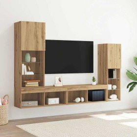 Gabinete de TV 4 pcs Roble artisan Madera contrachapada en Muebles TV | Comprar online en Foru.es