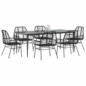 Juego de comedor jardín 7 piezas ratán sintético negro en Conjuntos de jardín | Comprar online en Foru.es