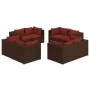 Set sofás de jardín 8 piezas y cojines ratán sintético marrón de vidaXL, Conjuntos de jardín - Ref: Foro24-3101555, Precio: 8...