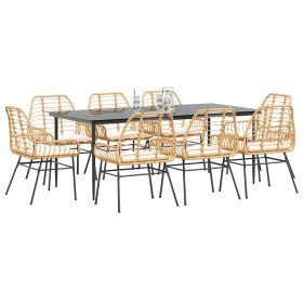 Juego comedor jardín 9 pzas cojines ratán sintético marrón en Conjuntos de jardín | Comprar online en Foru.es