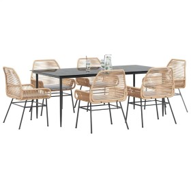 Juego de comedor de jardín 7 pzas con cojines ratán PE marrón en Conjuntos de jardín | Comprar online en Foru.es