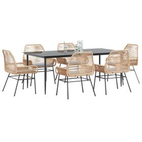 Juego de comedor de jardín 7 pzas con cojines ratán PE marrón en Conjuntos de jardín | Comprar online en Foru.es