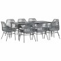 Juego comedor jardín 9 pzas cojines ratán sintético vidrio gris en Conjuntos de jardín | Comprar online en Foru.es