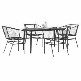Juego de comedor jardín 5 piezas ratán sintético vidrio negro en Conjuntos de jardín | Comprar online en Foru.es