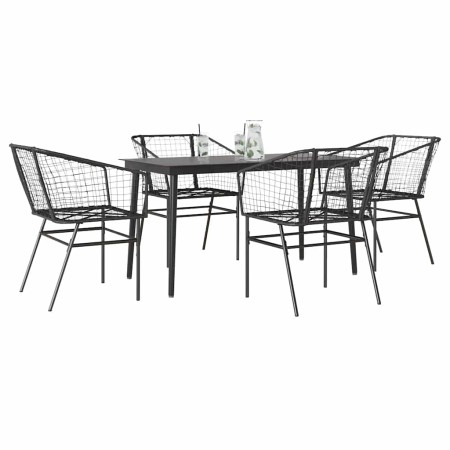 Juego de comedor jardín 5 piezas ratán sintético vidrio negro en Conjuntos de jardín | Comprar online en Foru.es