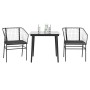 Set comedor jardín 3 pzas cojines ratán sintético vidrio negro en Conjuntos de jardín | Comprar online en Foru.es