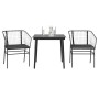 Set comedor jardín 3 pzas cojines ratán sintético vidrio negro en Conjuntos de jardín | Comprar online en Foru.es