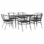 Set de comedor de jardín 7 piezas cojines ratán sintético negro en Conjuntos de jardín | Comprar online en Foru.es