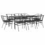 Set de comedor jardín 9 piezas cojines ratán polivinílico negro en Conjuntos de jardín | Comprar online en Foru.es