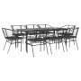 Set de comedor jardín 9 piezas cojines ratán polivinílico negro en Conjuntos de jardín | Comprar online en Foru.es