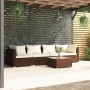 Set sofás de jardín 5 piezas y cojines ratán sintético marrón de vidaXL, Conjuntos de jardín - Ref: Foro24-3101434, Precio: 4...