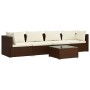 Set sofás de jardín 5 piezas y cojines ratán sintético marrón de vidaXL, Conjuntos de jardín - Ref: Foro24-3101434, Precio: 4...