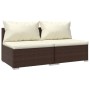 Set muebles de jardín 2 piezas y cojines ratán sintético marrón de vidaXL, Conjuntos de jardín - Ref: Foro24-3101394, Precio:...