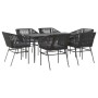 Set de comedor de jardín 7 piezas cojines ratán sintético negro en Conjuntos de jardín | Comprar online en Foru.es